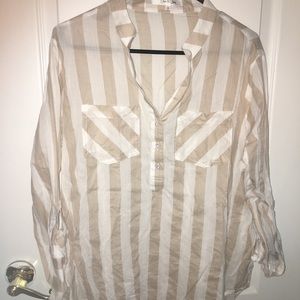 Eden & Olivia Tan Stripes LS Size LG
